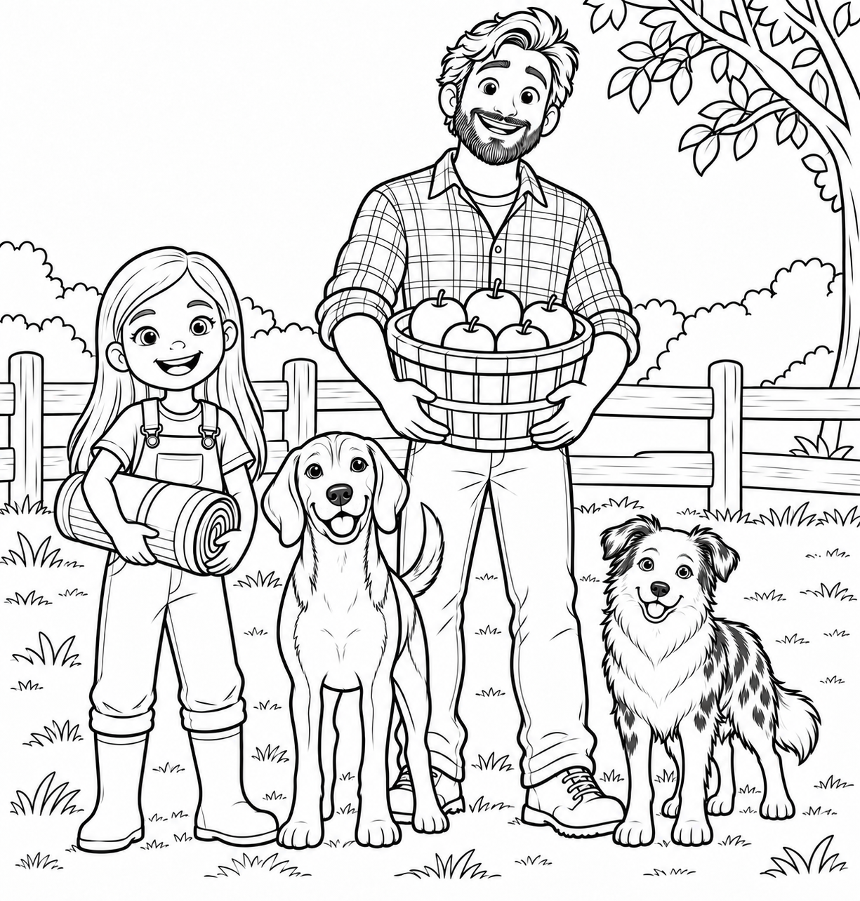 Free printable coloring page: Dolly’s five apples
